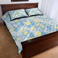 Anthurium Plumeria Lei Pastel Quilt Bed Set Blue Hawaiian Splendid Palaka