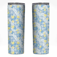 Anthurium Plumeria Lei Pastel Skinny Tumbler Blue Hawaiian Splendid Palaka