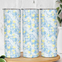 Anthurium Plumeria Lei Pastel Skinny Tumbler Blue Hawaiian Splendid Palaka
