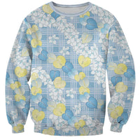 Anthurium Plumeria Lei Pastel Sweatshirt Blue Hawaiian Splendid Palaka