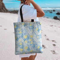 Anthurium Plumeria Lei Pastel Tote Bag Blue Hawaiian Splendid Palaka