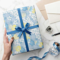 Anthurium Plumeria Lei Pastel Wrapping Paper Blue Hawaiian Splendid Palaka