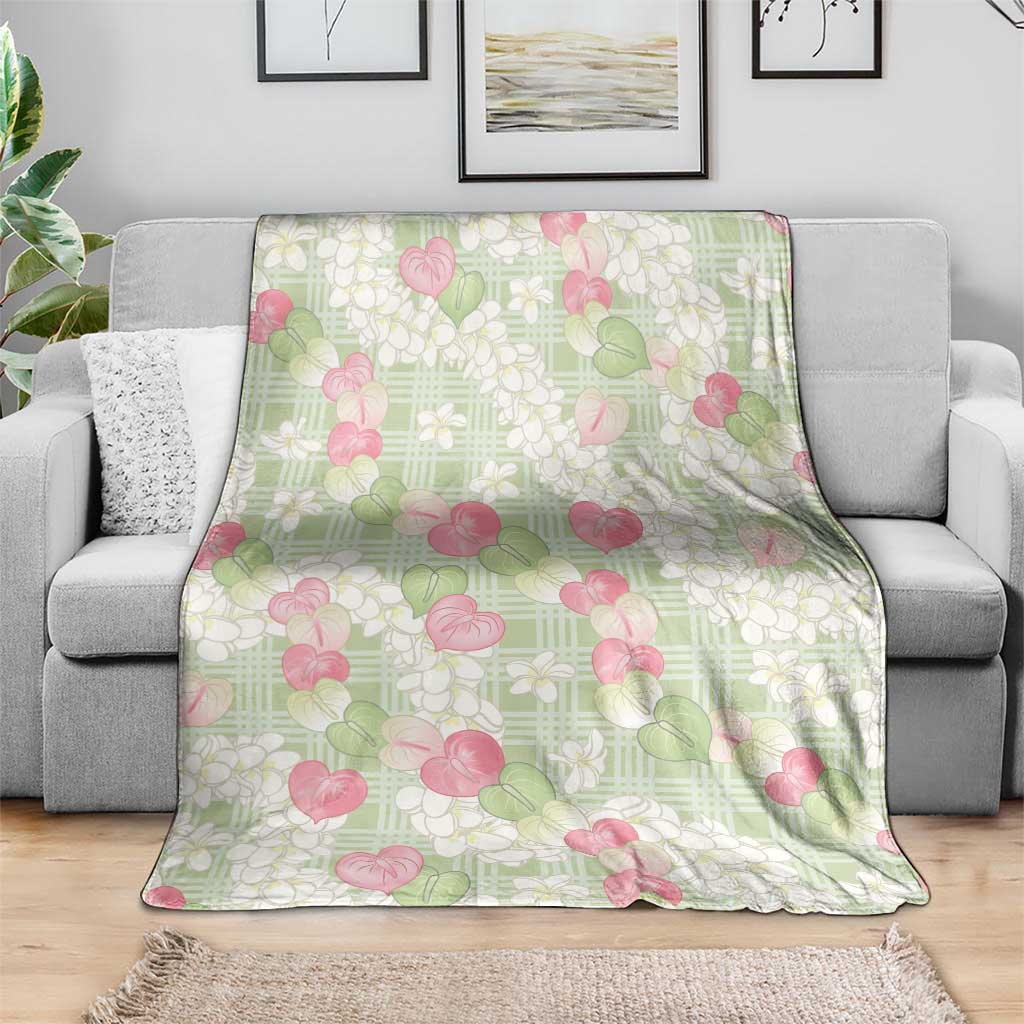 Anthurium Plumeria Lei Pastel Blanket Green Hawaiian Splendid Palaka