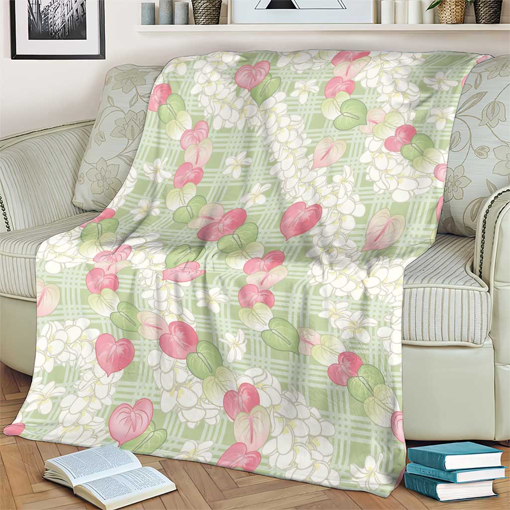 Anthurium Plumeria Lei Pastel Blanket Green Hawaiian Splendid Palaka