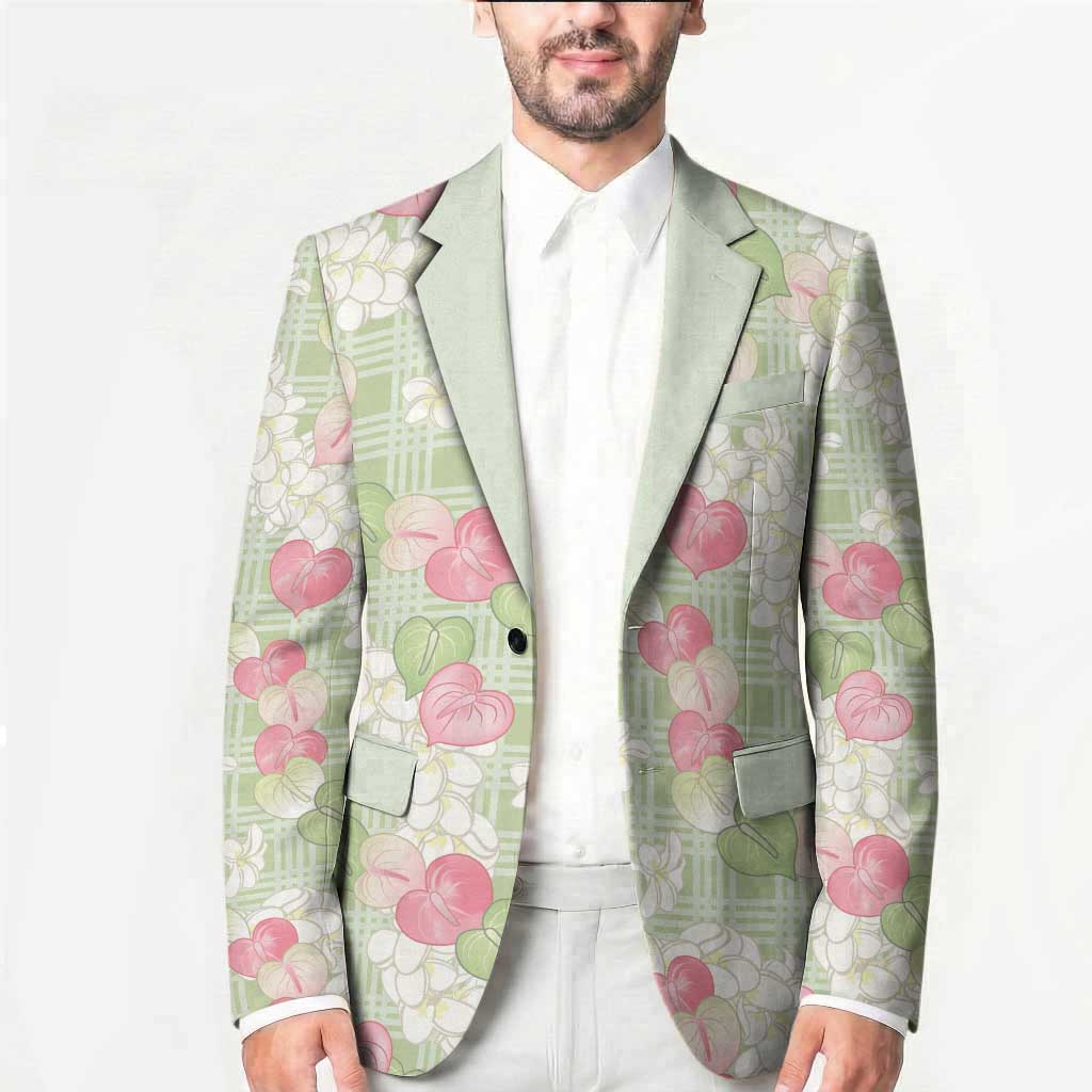 Anthurium Plumeria Lei Pastel Blazer Green Hawaiian Splendid Palaka