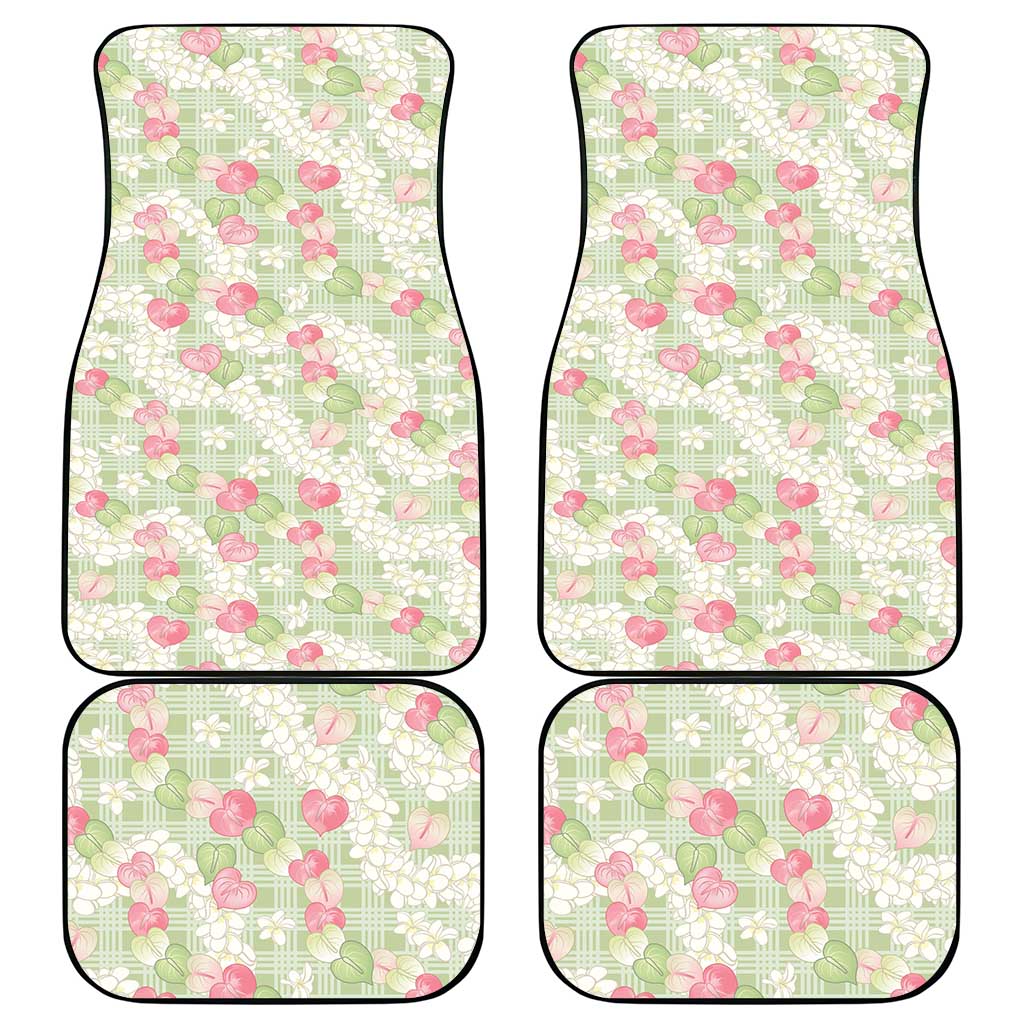 Anthurium Plumeria Lei Pastel Car Mats Green Hawaiian Splendid Palaka