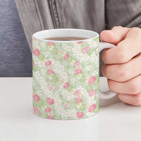 Anthurium Plumeria Lei Pastel Ceramic Mug Green Hawaiian Splendid Palaka