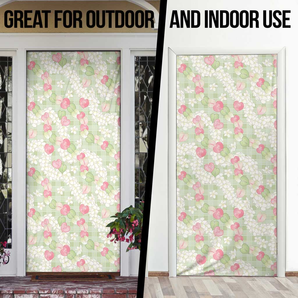Anthurium Plumeria Lei Pastel Door Cover Green Hawaiian Splendid Palaka LT01 - Polynesian Pride