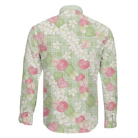 Anthurium Plumeria Lei Pastel Family Matching Mermaid Dress and Hawaiian Shirt Green Hawaiian Splendid Palaka LT01 - Polynesian Pride