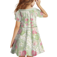 Anthurium Plumeria Lei Pastel Family Matching Off The Shoulder Long Sleeve Dress and Hawaiian Shirt Green Hawaiian Splendid Palaka LT01 - Polynesian Pride