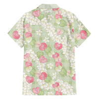 Anthurium Plumeria Lei Pastel Family Matching Short Sleeve Bodycon Dress and Hawaiian Shirt Green Hawaiian Splendid Palaka LT01 - Polynesian Pride