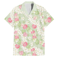 Anthurium Plumeria Lei Pastel Family Matching Summer Maxi Dress and Hawaiian Shirt Green Hawaiian Splendid Palaka LT01 Dad's Shirt - Short Sleeve Green - Polynesian Pride