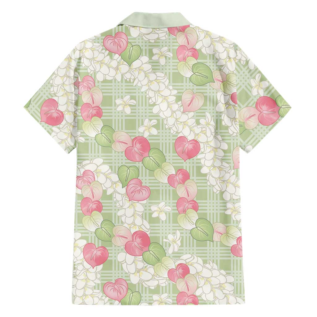 Anthurium Plumeria Lei Pastel Family Matching Summer Maxi Dress and Hawaiian Shirt Green Hawaiian Splendid Palaka LT01 - Polynesian Pride