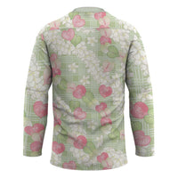 Anthurium Plumeria Lei Pastel Hockey Jersey Green Hawaiian Splendid Palaka