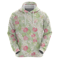 Anthurium Plumeria Lei Pastel Hoodie Green Hawaiian Splendid Palaka LT01 - Polynesian Pride
