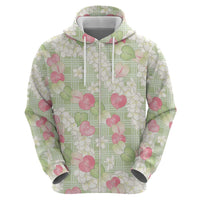 Anthurium Plumeria Lei Pastel Hoodie Green Hawaiian Splendid Palaka LT01 - Polynesian Pride