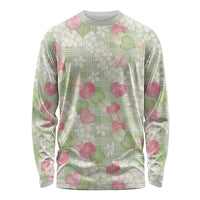 Anthurium Plumeria Lei Pastel Long Sleeve Shirt Green Hawaiian Splendid Palaka