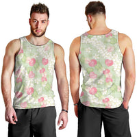 Anthurium Plumeria Lei Pastel Men Tank Top Green Hawaiian Splendid Palaka