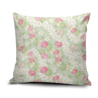 Anthurium Plumeria Lei Pastel Pillow Cover Green Hawaiian Splendid Palaka