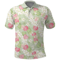 Anthurium Plumeria Lei Pastel Polo Shirt Green Hawaiian Splendid Palaka