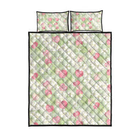 Anthurium Plumeria Lei Pastel Quilt Bed Set Green Hawaiian Splendid Palaka