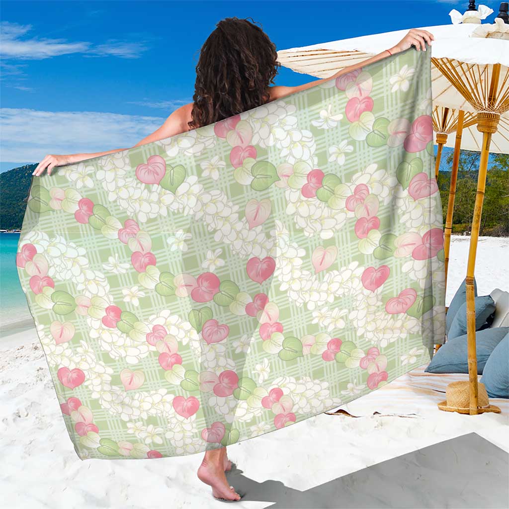Anthurium Plumeria Lei Pastel Sarong Green Hawaiian Splendid Palaka