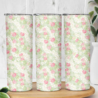 Anthurium Plumeria Lei Pastel Skinny Tumbler Green Hawaiian Splendid Palaka
