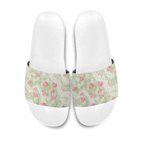 Anthurium Plumeria Lei Pastel Slide Sandals Green Hawaiian Splendid Palaka
