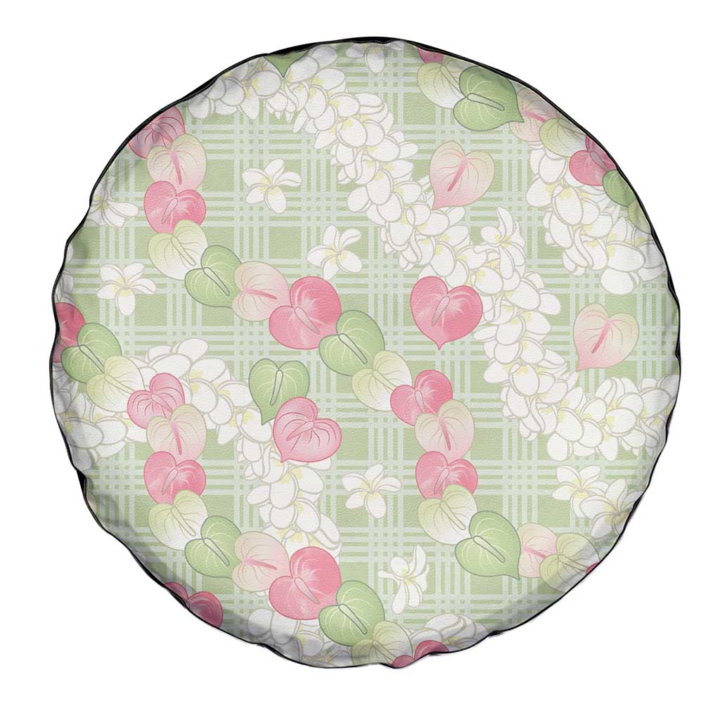 Anthurium Plumeria Lei Pastel Spare Tire Cover Green Hawaiian Splendid Palaka