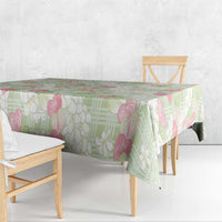 Anthurium Plumeria Lei Pastel Tablecloth Green Hawaiian Splendid Palaka