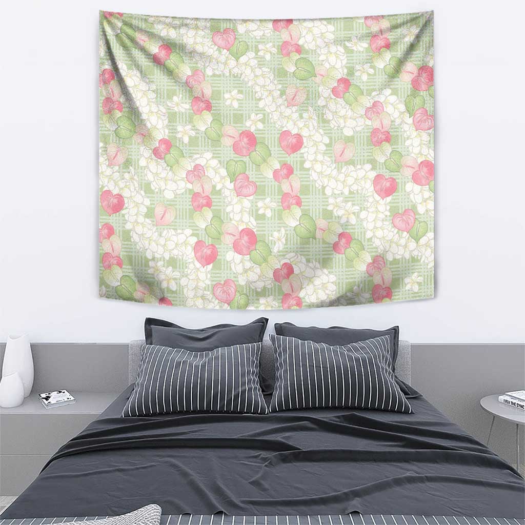 Anthurium Plumeria Lei Pastel Tapestry Green Hawaiian Splendid Palaka