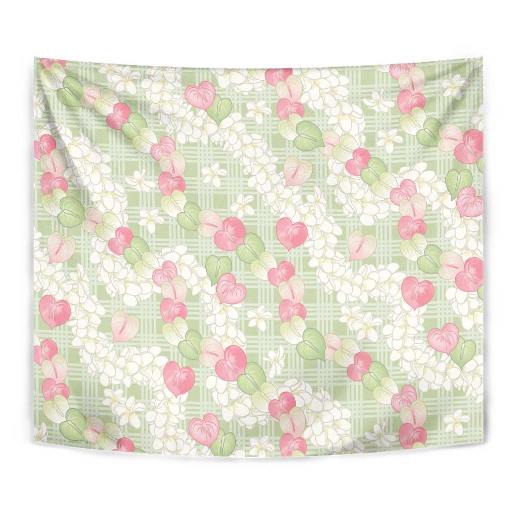 Anthurium Plumeria Lei Pastel Tapestry Green Hawaiian Splendid Palaka