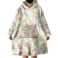Anthurium Plumeria Lei Pastel Wearable Blanket Hoodie Green Hawaiian Splendid Palaka