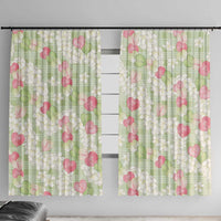 Anthurium Plumeria Lei Pastel Window Curtain Green Hawaiian Splendid Palaka