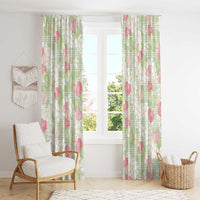 Anthurium Plumeria Lei Pastel Window Curtain Green Hawaiian Splendid Palaka