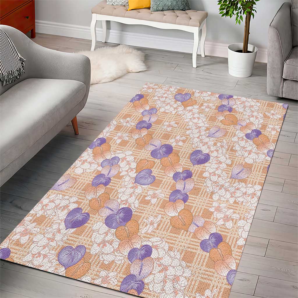 Anthurium Plumeria Lei Pastel Area Rug Orange Hawaiian Splendid Palaka