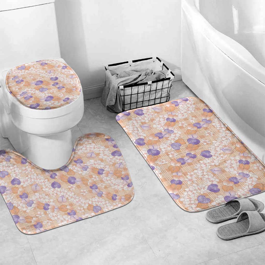 Anthurium Plumeria Lei Pastel Bathroom Set Orange Hawaiian Splendid Palaka