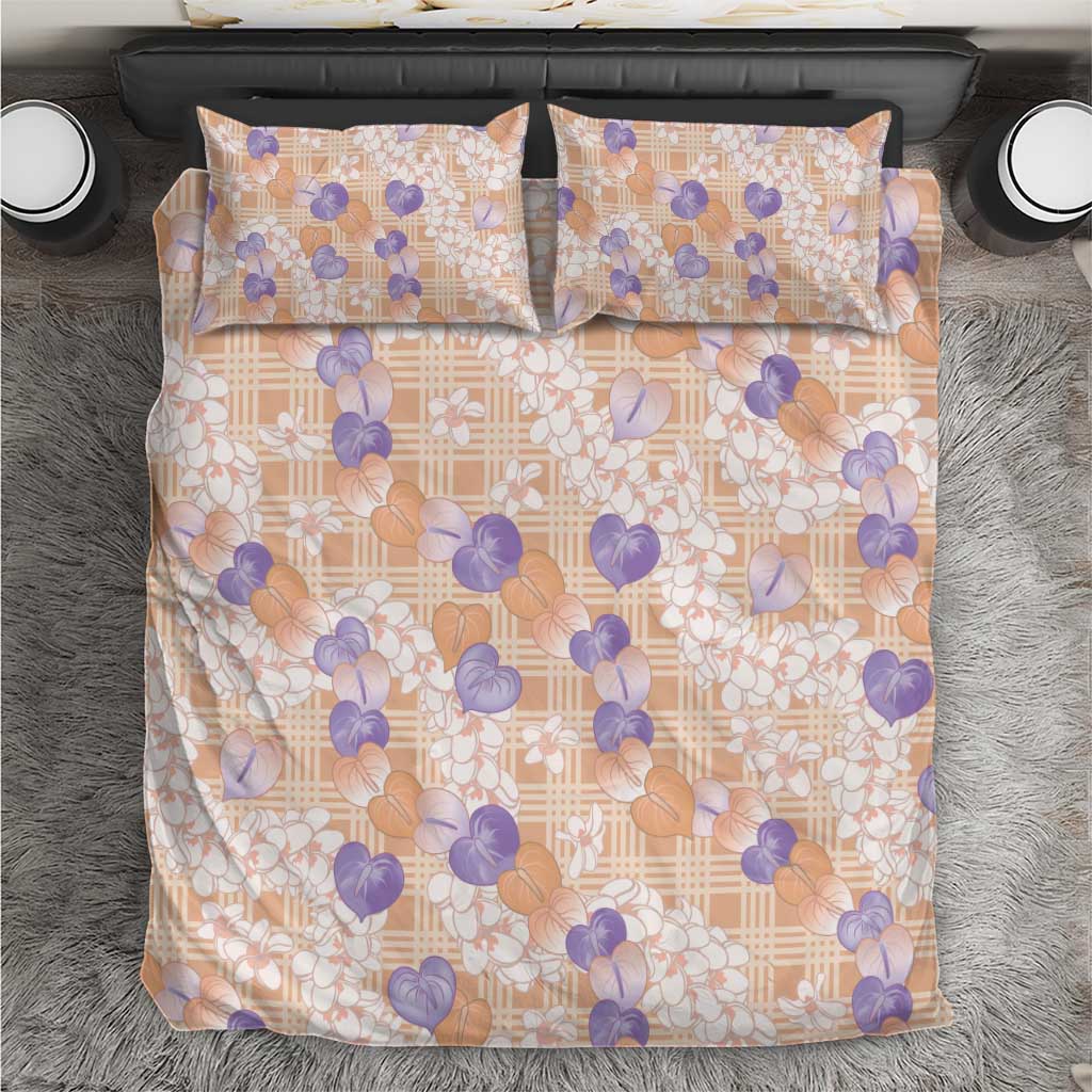 Anthurium Plumeria Lei Pastel Bedding Set Orange Hawaiian Splendid Palaka