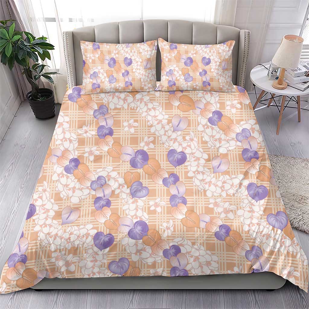 Anthurium Plumeria Lei Pastel Bedding Set Orange Hawaiian Splendid Palaka