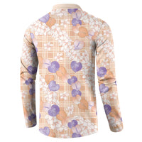 Anthurium Plumeria Lei Pastel Button Sweatshirt Orange Hawaiian Splendid Palaka