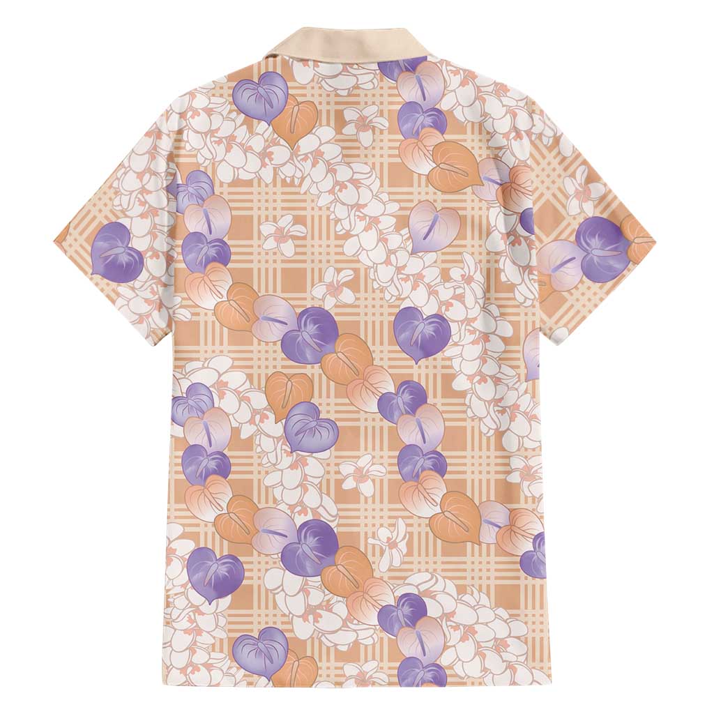 Anthurium Plumeria Lei Pastel Family Matching Off The Shoulder Long Sleeve Dress and Hawaiian Shirt Orange Hawaiian Splendid Palaka LT01 - Polynesian Pride