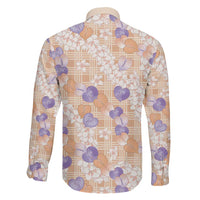 Anthurium Plumeria Lei Pastel Family Matching Off The Shoulder Long Sleeve Dress and Hawaiian Shirt Orange Hawaiian Splendid Palaka LT01 - Polynesian Pride