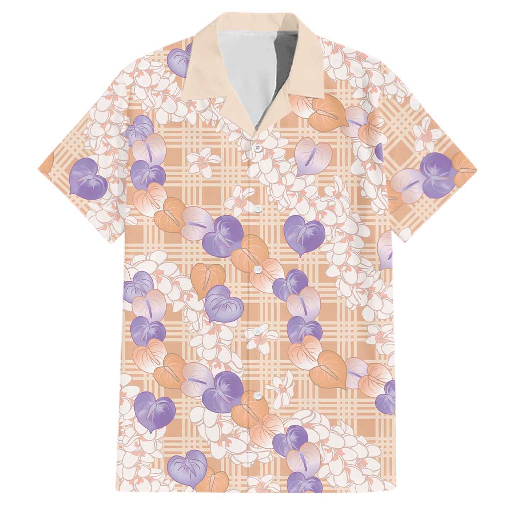 Anthurium Plumeria Lei Pastel Family Matching Short Sleeve Bodycon Dress and Hawaiian Shirt Orange Hawaiian Splendid Palaka LT01 Dad's Shirt - Short Sleeve Orange - Polynesian Pride