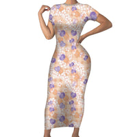 Anthurium Plumeria Lei Pastel Family Matching Short Sleeve Bodycon Dress and Hawaiian Shirt Orange Hawaiian Splendid Palaka LT01 Mom's Dress Orange - Polynesian Pride