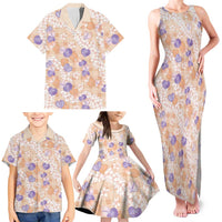 Anthurium Plumeria Lei Pastel Family Matching Tank Maxi Dress and Hawaiian Shirt Orange Hawaiian Splendid Palaka LT01 - Polynesian Pride