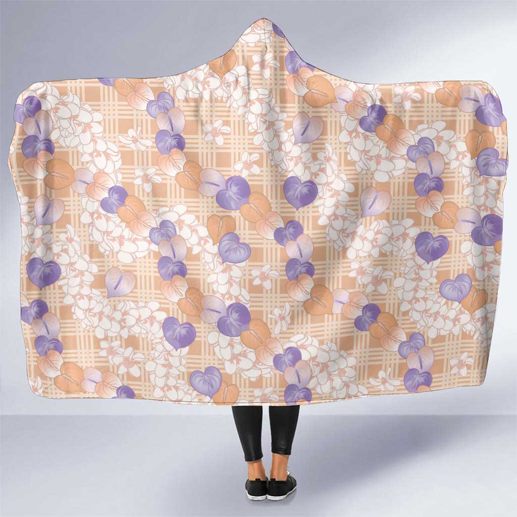 Anthurium Plumeria Lei Pastel Hooded Blanket Orange Hawaiian Splendid Palaka