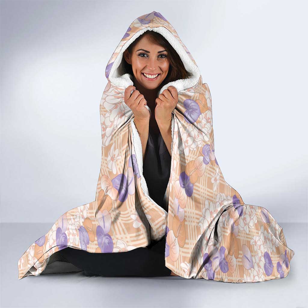 Anthurium Plumeria Lei Pastel Hooded Blanket Orange Hawaiian Splendid Palaka