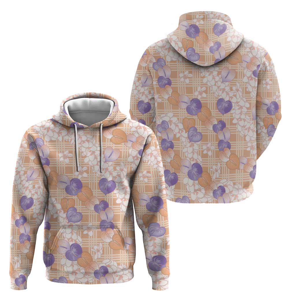 Anthurium Plumeria Lei Pastel Hoodie Orange Hawaiian Splendid Palaka