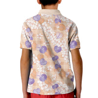 Anthurium Plumeria Lei Pastel Kid Polo Shirt Orange Hawaiian Splendid Palaka