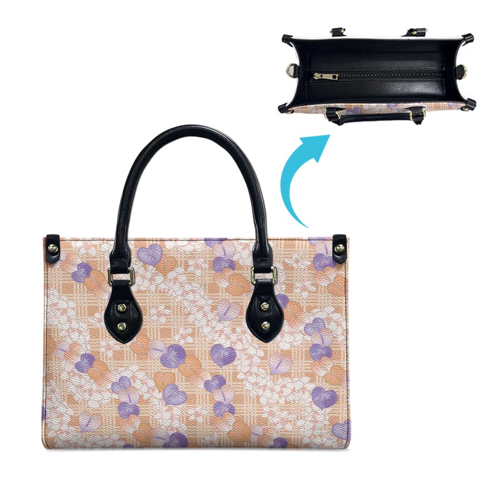 Anthurium Plumeria Lei Pastel Leather Bag Orange Hawaiian Splendid Palaka